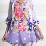 3 Piece Luxury Printed Lawn – Lilac Floral & Butterfly Stitched Suit for Women