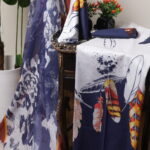2 Piece Luxury Printed Lawn – Unstitched Navy Feather Print Suit Fabric