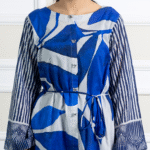 2 Piece Luxury Printed Lawn – Cobalt Blue Abstract Stitched Suit for Women