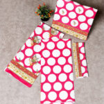 2 Piece Luxury Printed Lawn – Unstitched Hot Pink Polka Dot & Motif Suit Fabric